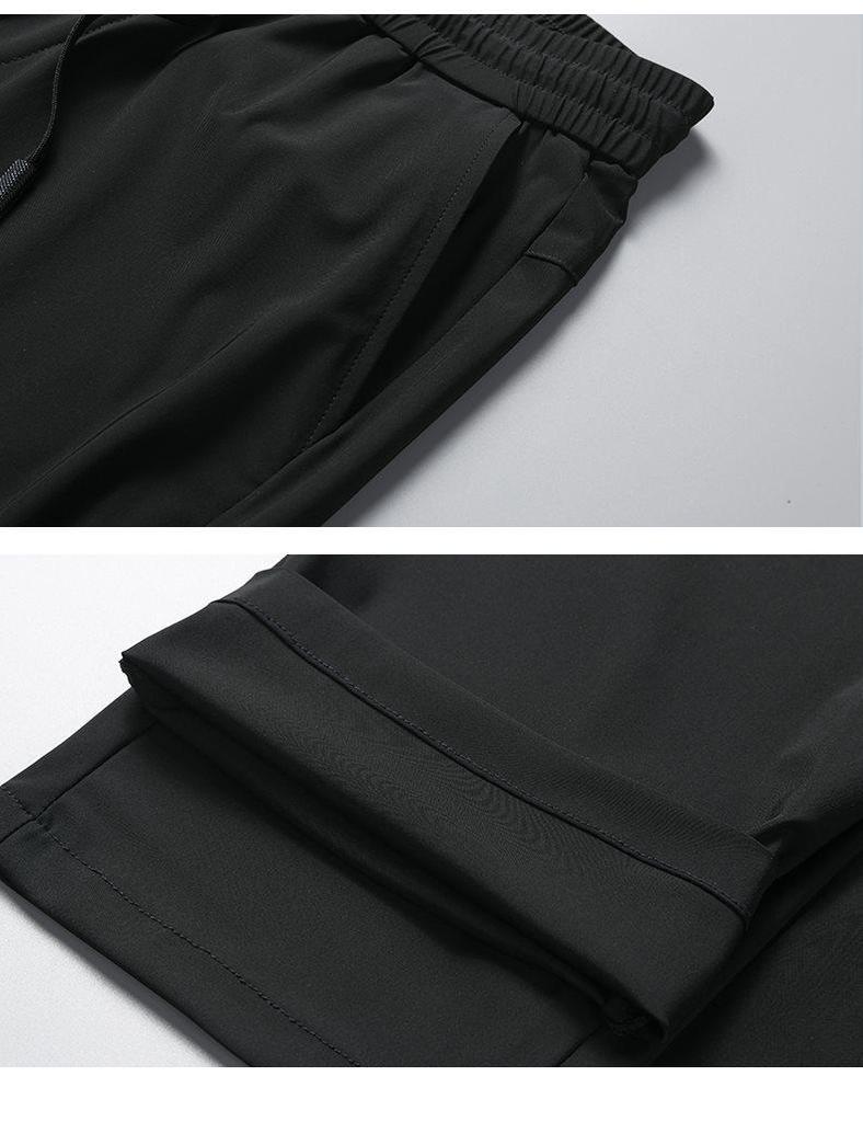 2026 Men's Summer Lightweight Elastic Waist Nylon Pants - Breathable and Stretchable Ice Silk Casual Trousers