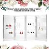 Foldable 4-Panel Jewelry Holder Earrings Display Stand Ear Studs Storage Rack   (Black)