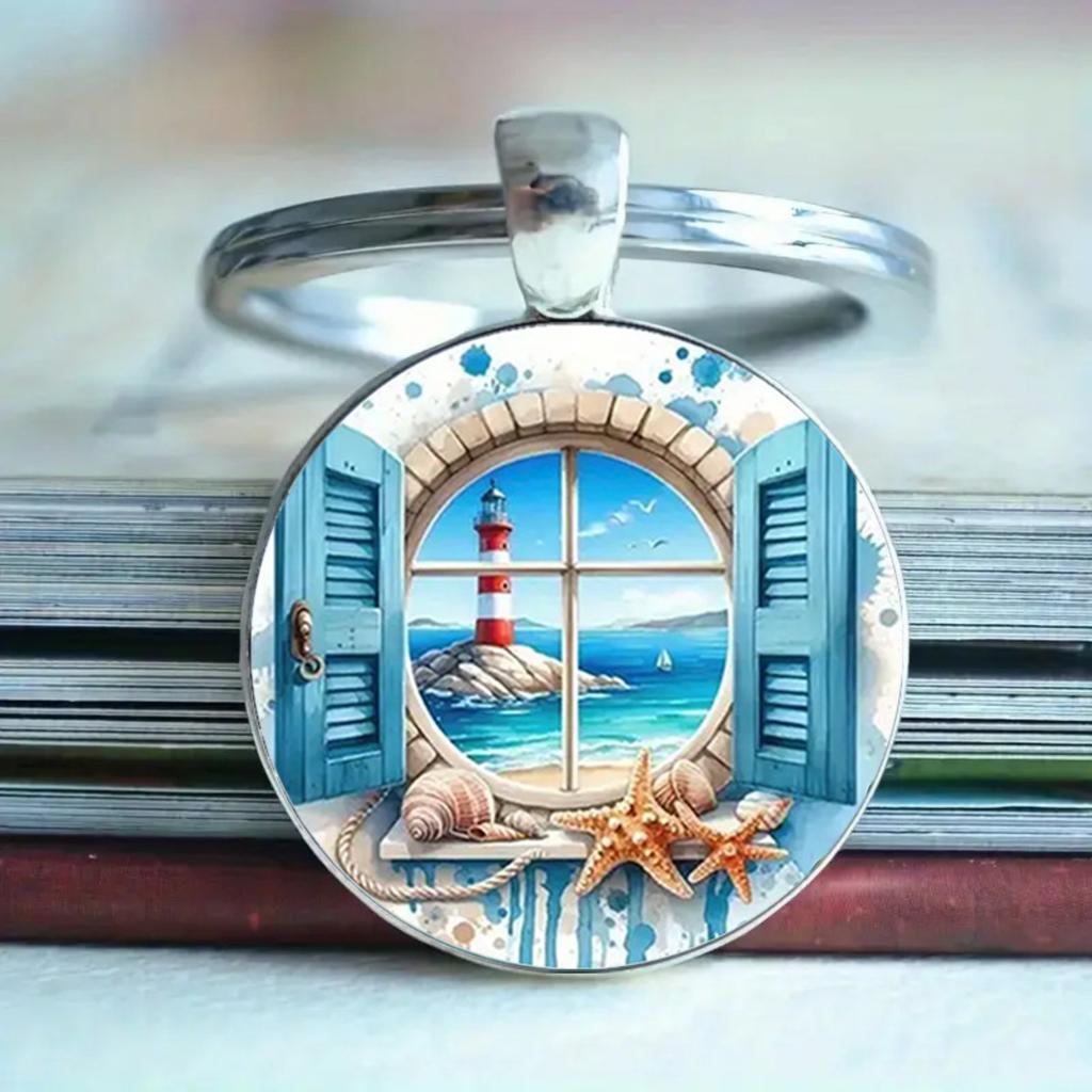 Fashion Alloy Keychain Pendant Round Metal Key Ring