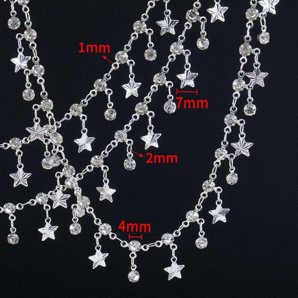 100cm Blue Crystal Butterfly Charms Chains Bracelet Necklace Jewelry Making Beaded Copper Chain DIY Supplies Gold Silver Stars