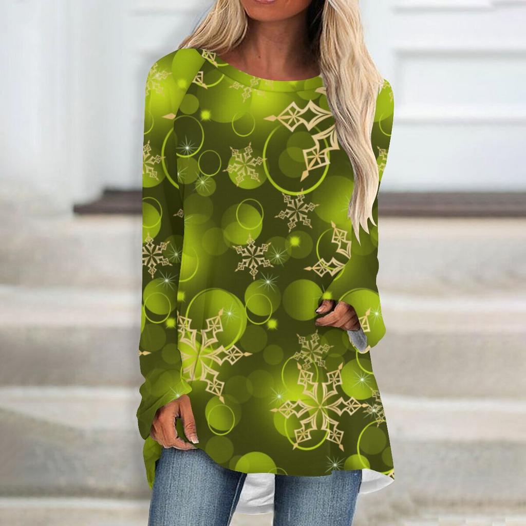 Round Neck 3D Printed Top Fashionable Casual Comfort Long Sleeved Women's T-shirts