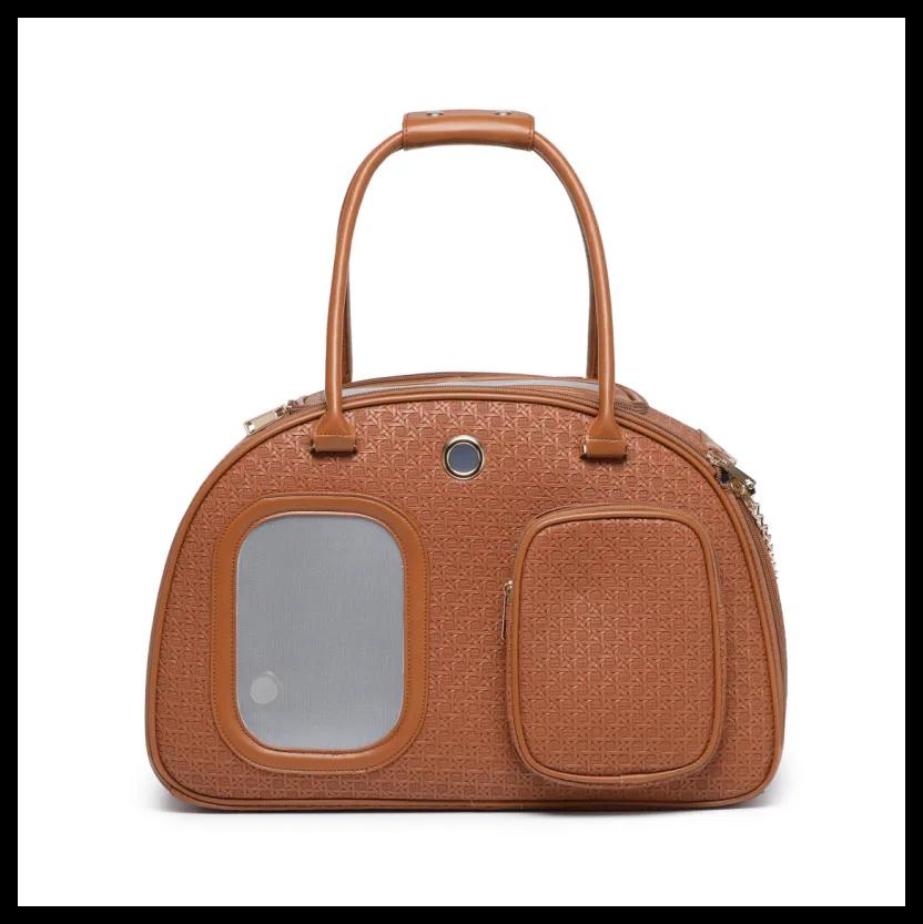 

PU Leather Pet Shoulder Bag for Women Fashion Double Pocket Cat Carrier Portable Dog Bag Small Dog Exposed Cat Bag 44cmx23cmx31cm
