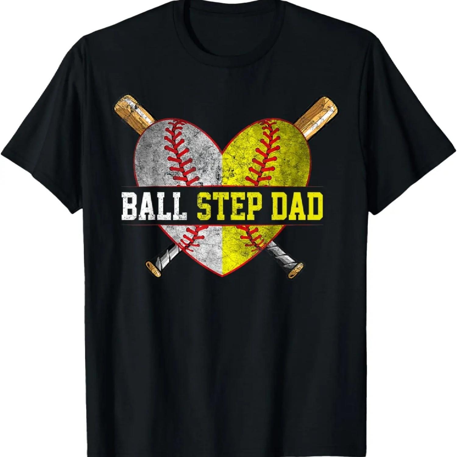 Ball Step Dad Heart Funny Softball Baseball Step Dad T-Shirt XXXXXL разноцветный