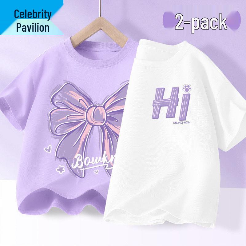 Girls' Breathable Cotton Short Sleeve Summer T-Shirt 2025 - Fashionable and Comfortable Children's Top