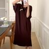 1011 new cotton and silk nightdress women's summer short-sleeved pajamas cartoon pony element long loose cotton silk skirt can be worn outside