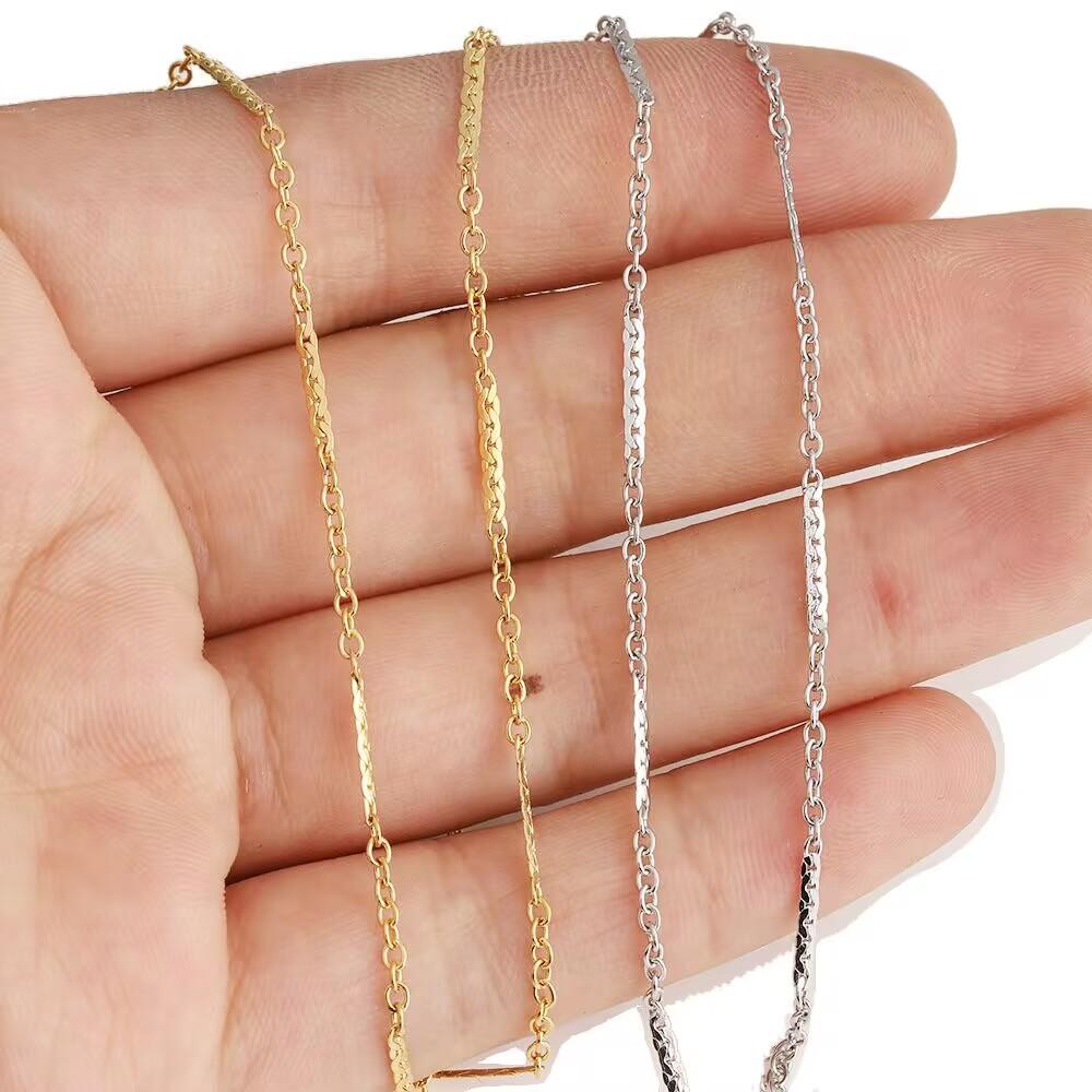 1 Meter DIY Jewelry Making Finding Accessories 18K Gold Plated Stainless Steel Chain for Necklace Bracelet Model SLC1001