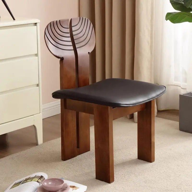 Luxury Walnut Dining Chair High-End African Wood Seat Designer Rustic Backrest Vintage Table Stool for Home