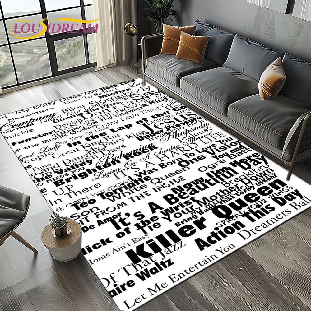 Klassiker Queen-Rockband Freddie Matta för Vardagsrum Sovrum Hem Soffdekoration, Barnområdesmatta Halkfri Golvmatta