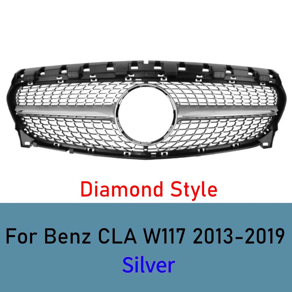 

For Mercedes CLA C117 W117 2013-2019 Front Bumper Grille Glossy Black ABS Plastic Sport Mesh Upgrade Body Kit Car Accessories