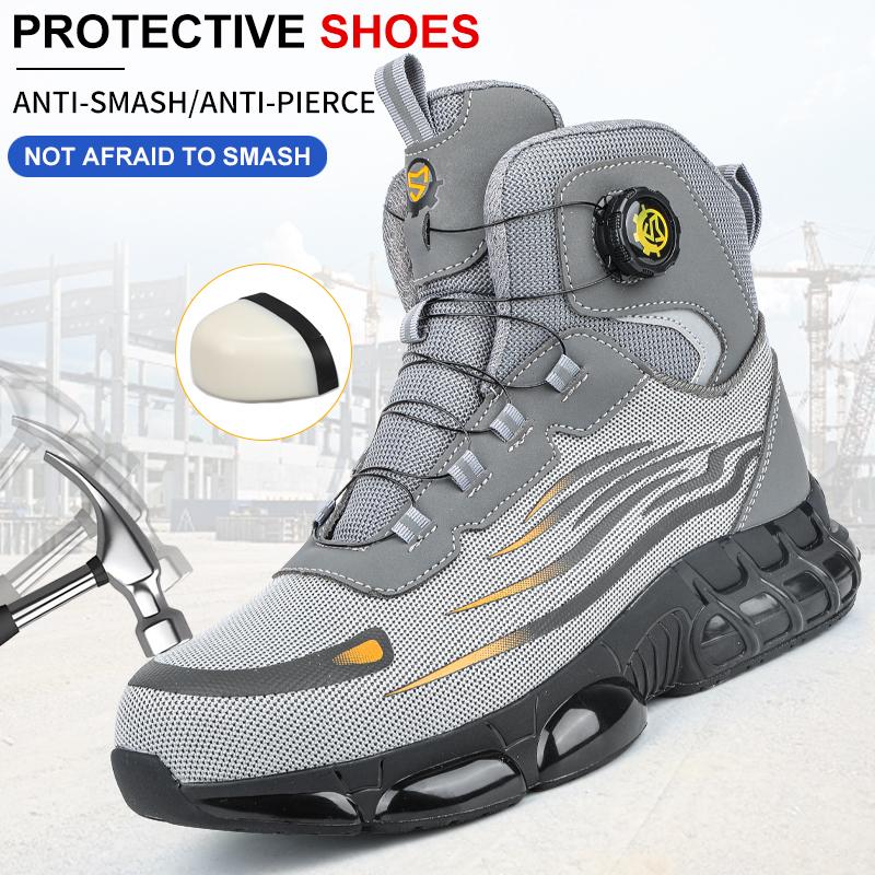 High-Top Rotating Buckle Safety Shoes for Men and Women, Labor Protection Shoes, Protective Shoes, Work Shoes, Shock-Resist