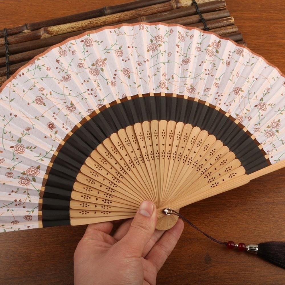 Portable Chinese Style Fan Vintage Bamboo Fan Gift Fan Folding Fan Scenic Area
