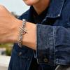 Vnox 6mm Wide Stainless Steel Men's Chain Bracelet, 21cm Length Silver Color Never Fade Toggle Clasp Wristband Punk Jewelry Gift