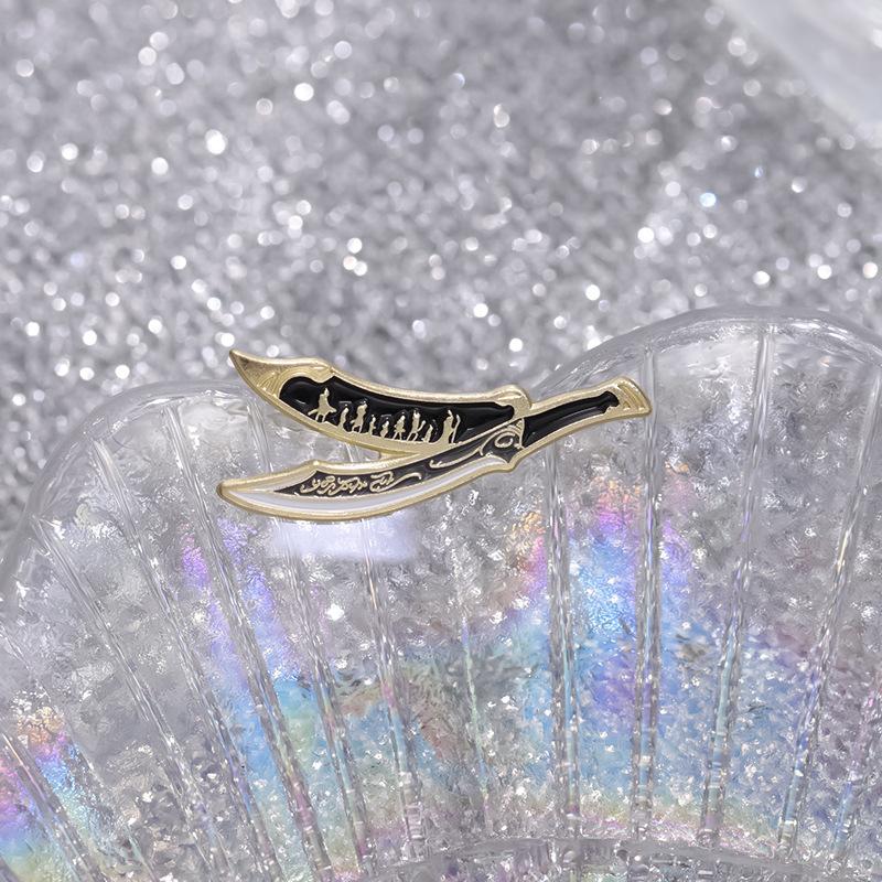 Alloy Elegant Cartoon Brooch With Retro Sword Shape For Fashionable And Artistic Wear