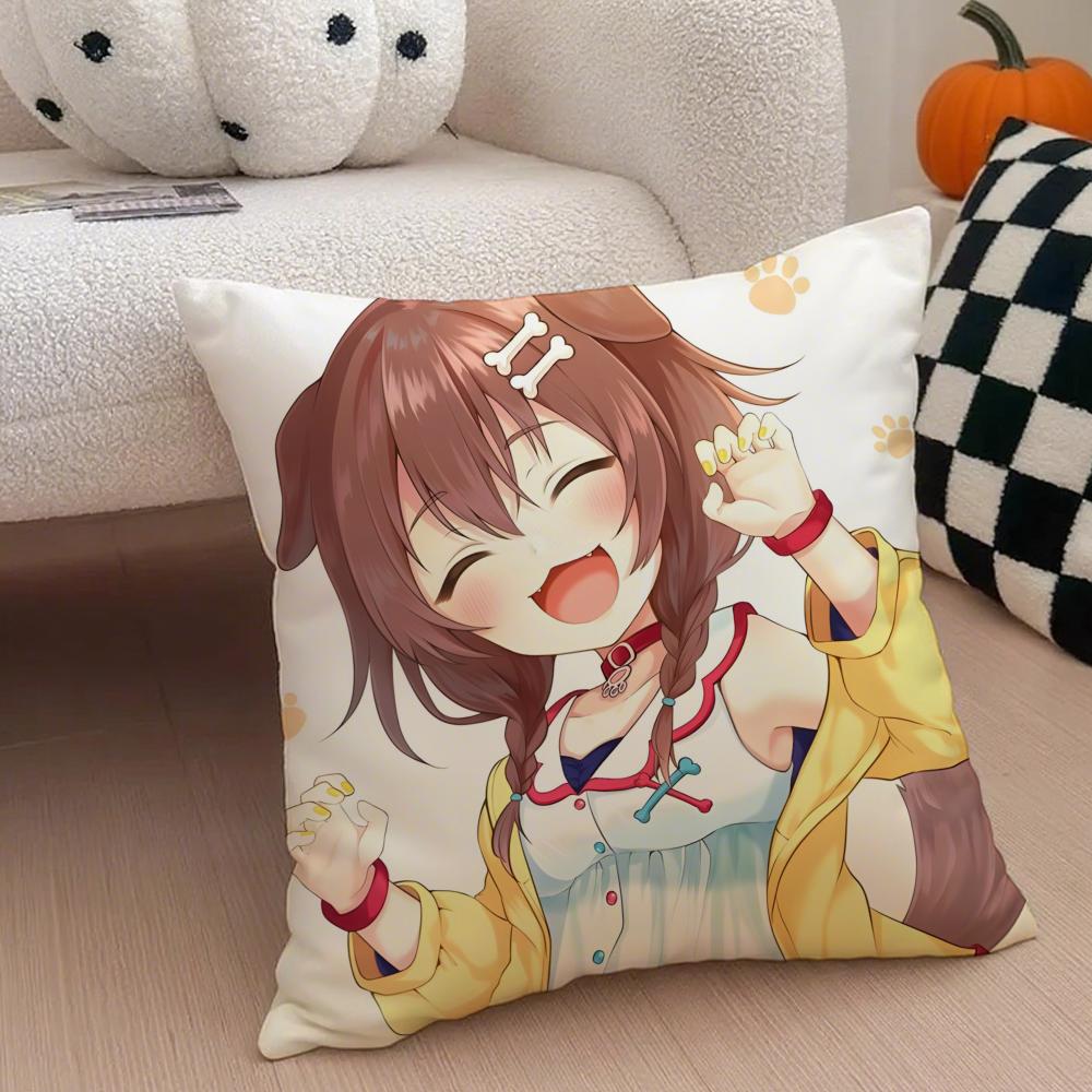Playful Cute Japanese VTuber IINUGAMI KORONE Cushion Cover Throw Pillow Cover Hidden Button Durable Polyester Chair Cushion