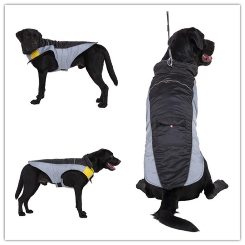 Large Dog Winter Coat With Reflective Trim Cotton Hooded Jacket Breeds Outdoor Wear