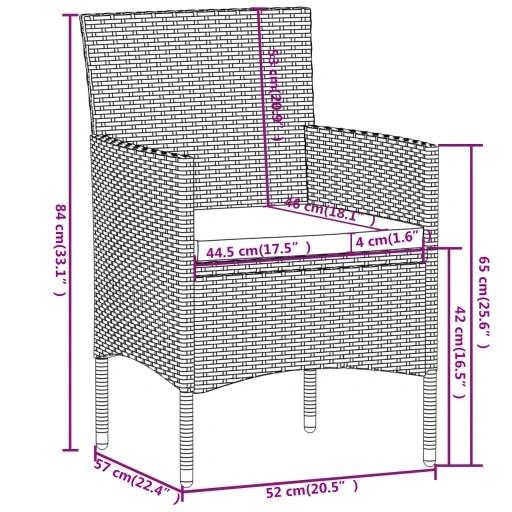 Vidaxl 3-teiliges Gartenmöbel-Set, Polyrattan, Schwarz