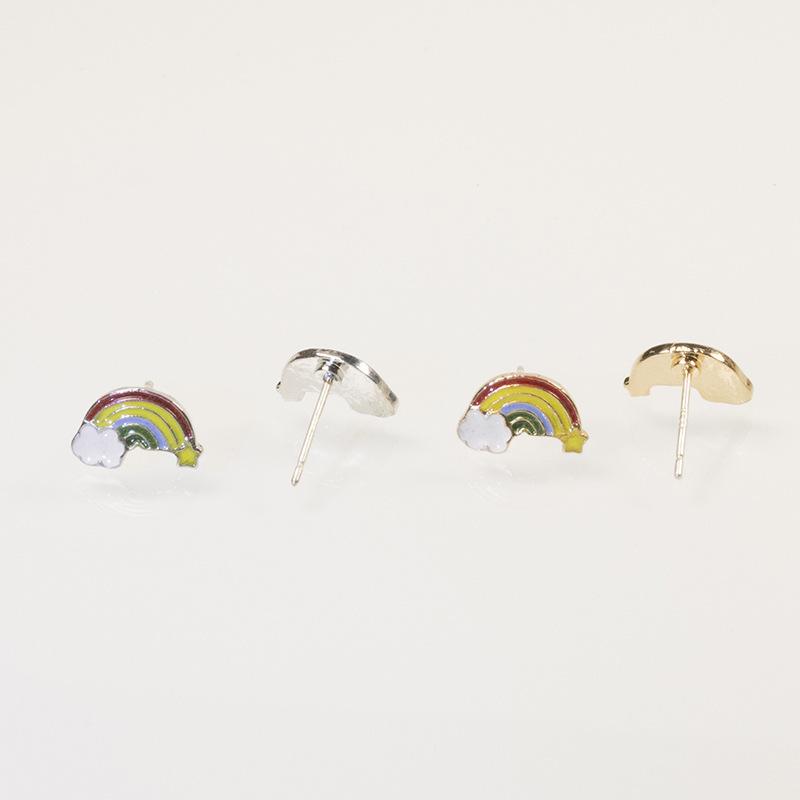 S925 silver needle alloy drip earrings simple colorful rainbow stud earrings earrings direct supply