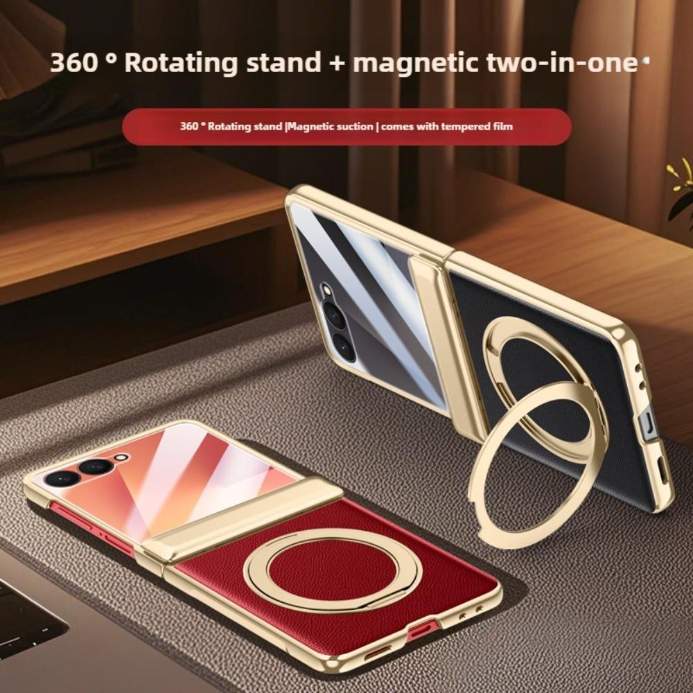 360° Rotating For Magsafe Magnetic Holder Phone Case with HD Screen Protector for Samsung Galaxy Z Flip 7 Flip7 5G Hinge Cover
