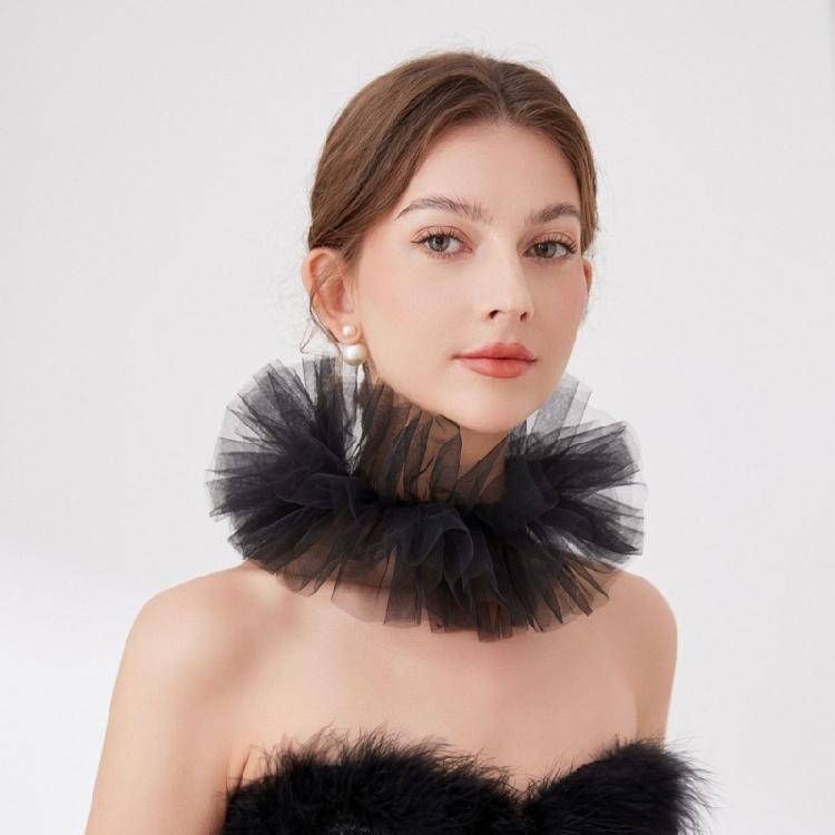 Vintage Detachable Collar Multilayered Mesh Collar for  Colonial Outfit Lace Jabot Collar Cosplay Costume Neckwear