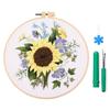 Embroidery Starter Kits with Pattern and Instructions Cross Stitches Set Flower Plant Stamped Embroidery Hoop Needlework