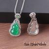 Elegant Green Gourd Unisex Pendant - High-End Diamond-Embellished Alloy, Perfect Gift