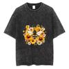 Acid Wash Casual Graphic TShirt for Women Honey Bee Beekeeper Print Vintage Bee Short Sleeve Nature Fashion Daily Tops