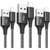 Lot 3 Fast Cable 3A 1M - PROSHOP - For iPhone 13/12/11/Pro/X/XR/XS/MAX/8/7/6 - Black Nylon