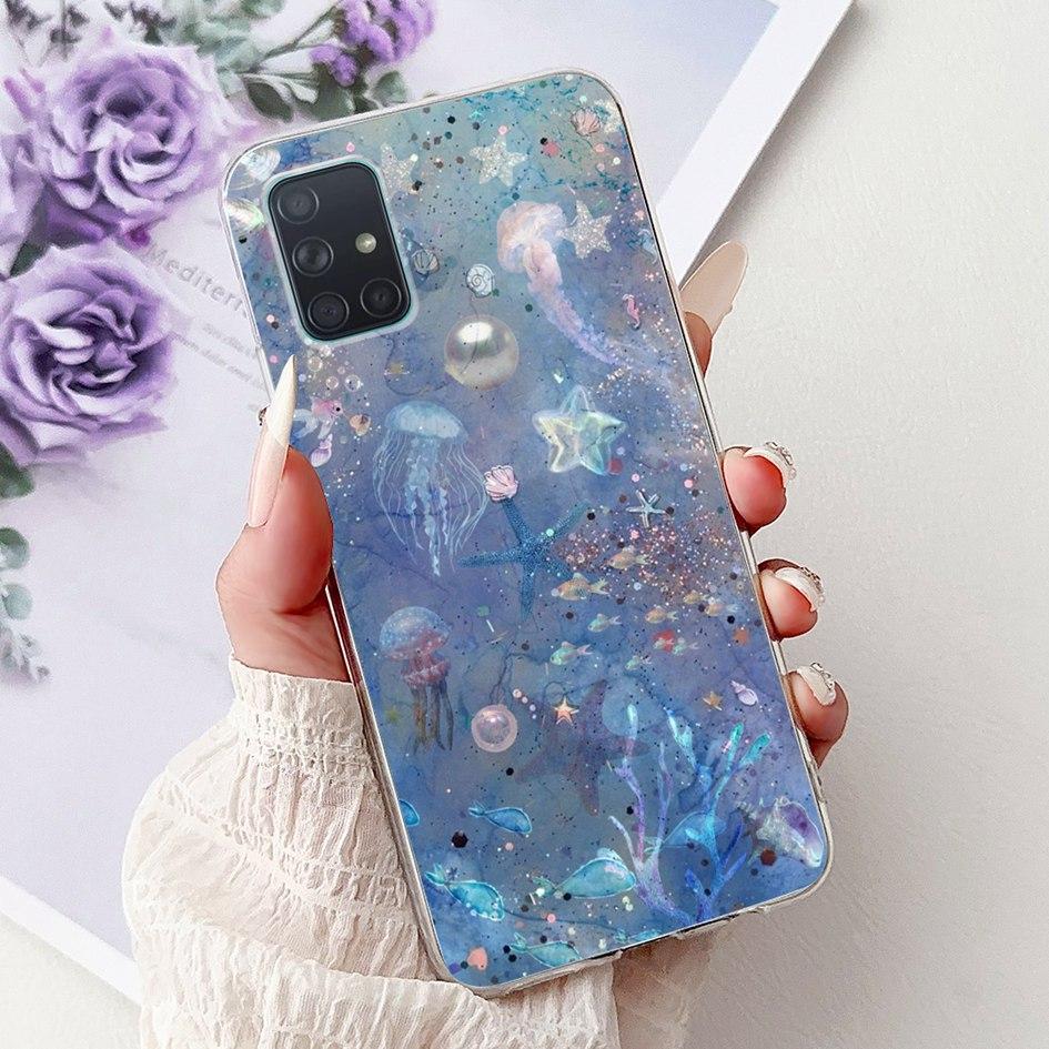 For Samsung Galaxy A71 Case SM-A715F Cover Fashion Butterfly Flower Soft Clear Silicone Phone Cover For Samsung A51 A 51 5G Capa
