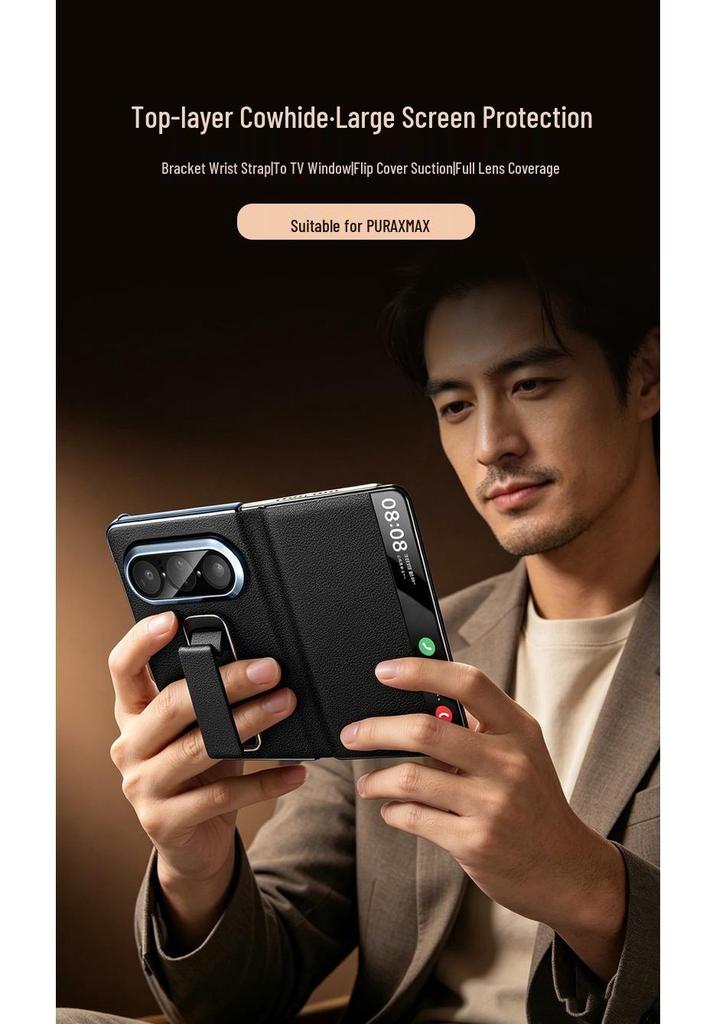 Qiali Leather Foldable Phone Case for Huawei Pura X Max - Ultra-thin, Full Coverage, Anti-drop Flip Cover