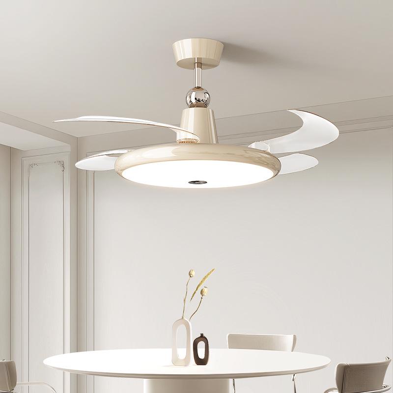 2025 Cream Wabi-Sabi Mid-Century Ceiling Fan Light, Silent High Airflow for Living Rooms & Restaurants
