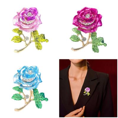 Rose Enamel Brooch Sturdy Alloy Colorful Flower Lapel Pin Badge for Trendy Women Backpack Clothing and Hat Accessories