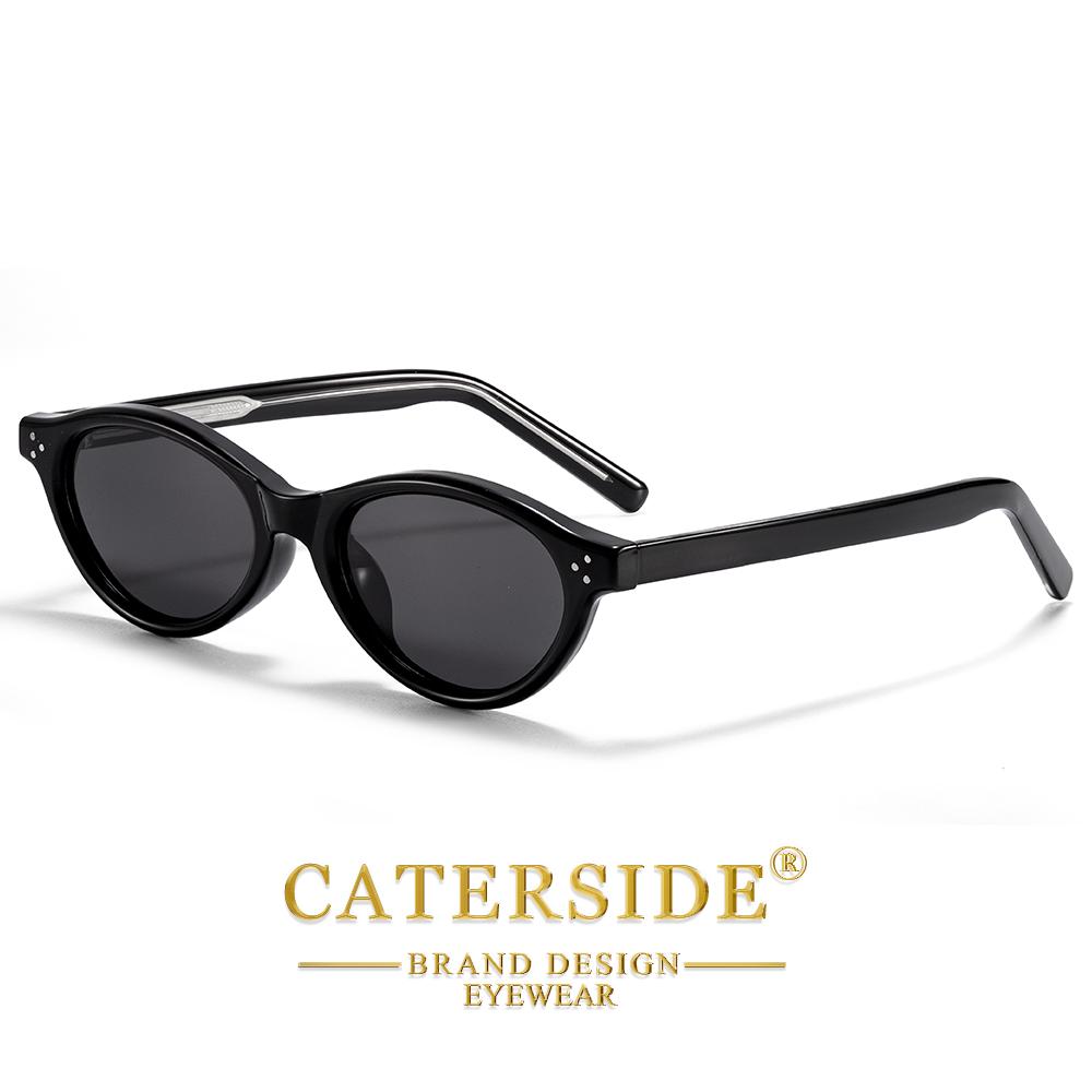

CATERSIDE Retro Oval Sunglasses for Women Men Tr Frame Acetate Pin Leg Polarized UV400 Protection Fashion Cat Eye Sun Glasses