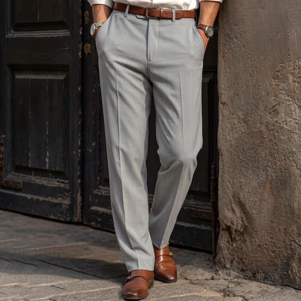 Herren einfarbige gerade Business Casual Pendler Anzughose