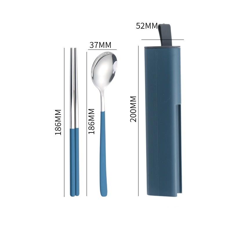 304 Stainless Steel Spoon Fork Chopsticks Cutlery Set Portable Dinnerware Kit Lunch Tableware Box Travel Kitchen Accessories