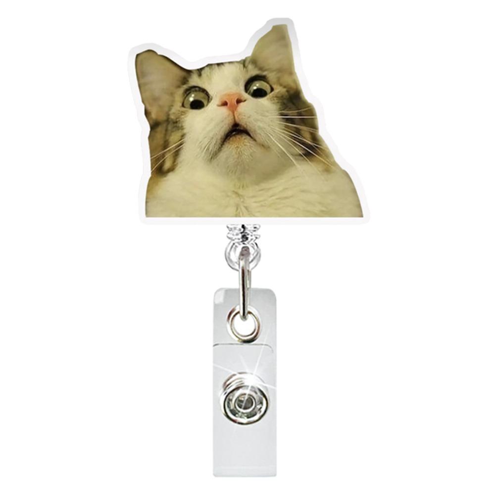 Lanyard Memes Badge Reels Retractable Name Tag Holder Fashion Cat Keychain