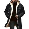 Men's Solid Color Button Pocket Work Wear Plus Leather Jacket Men's Casual Long Coat