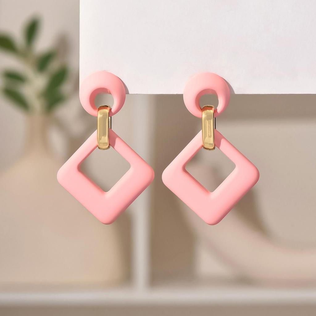 Pinkdudu 2024 New 12 Color Square Acrylic Drop Earrings Light Luxury Multicolor Geometric Earring for Women Jewelry PD1488