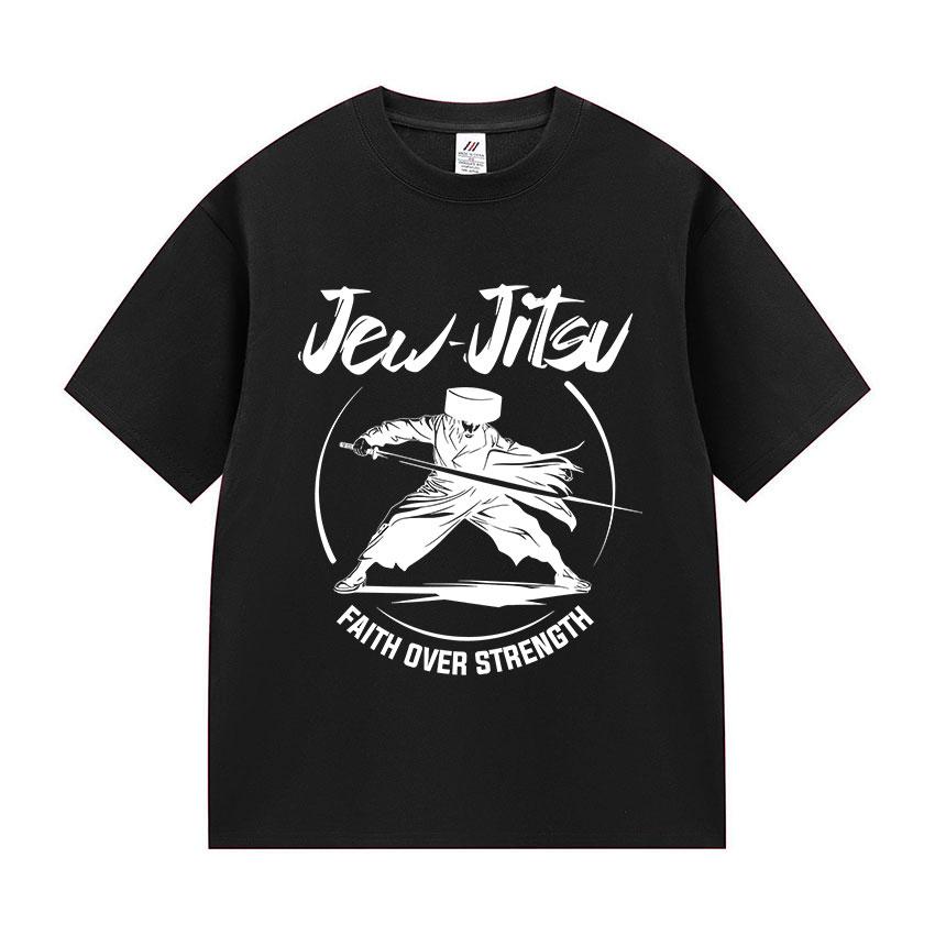 Jew-Jitsu Jewish Judo Karate Funny Meme Print T Shirt Men's Clothing Vintage Oversized T Shirts Fashion High Quality Cotton Tees