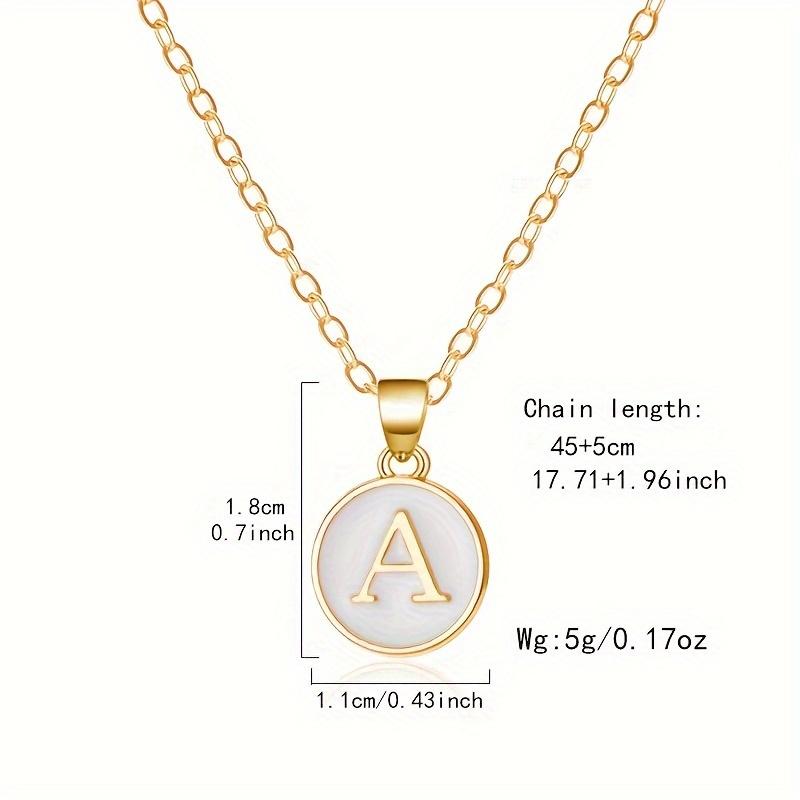 1pc 26 English Initial Letter Pendant Necklace Stainless Steel Clavicle Dripping Oil Geometric Round for Women Daily Gift