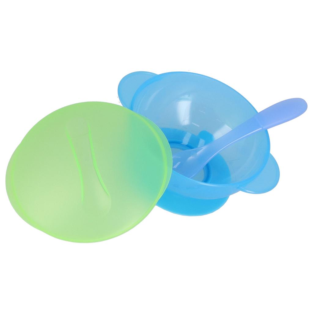 Baby Suction Bowl with Lid and Spoon Set Food Grade PP Machine Washable Baby Feeding Bowls
