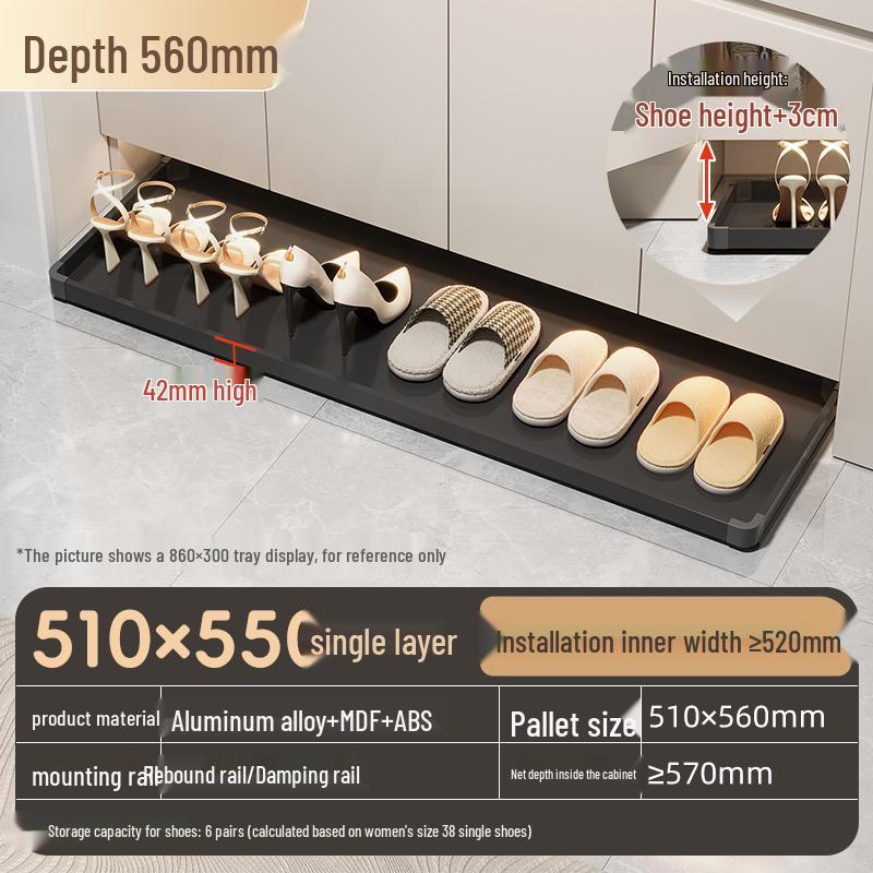 Shoe Cabinet with Kick Drawer and Slide Rail for Hallway