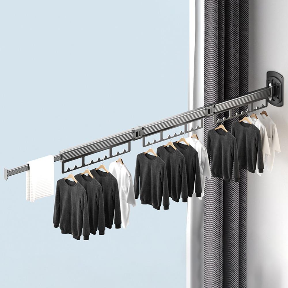 Retractable Folding Clothes Hanger Space Aluminum Cloth Drying Rack Outdoor