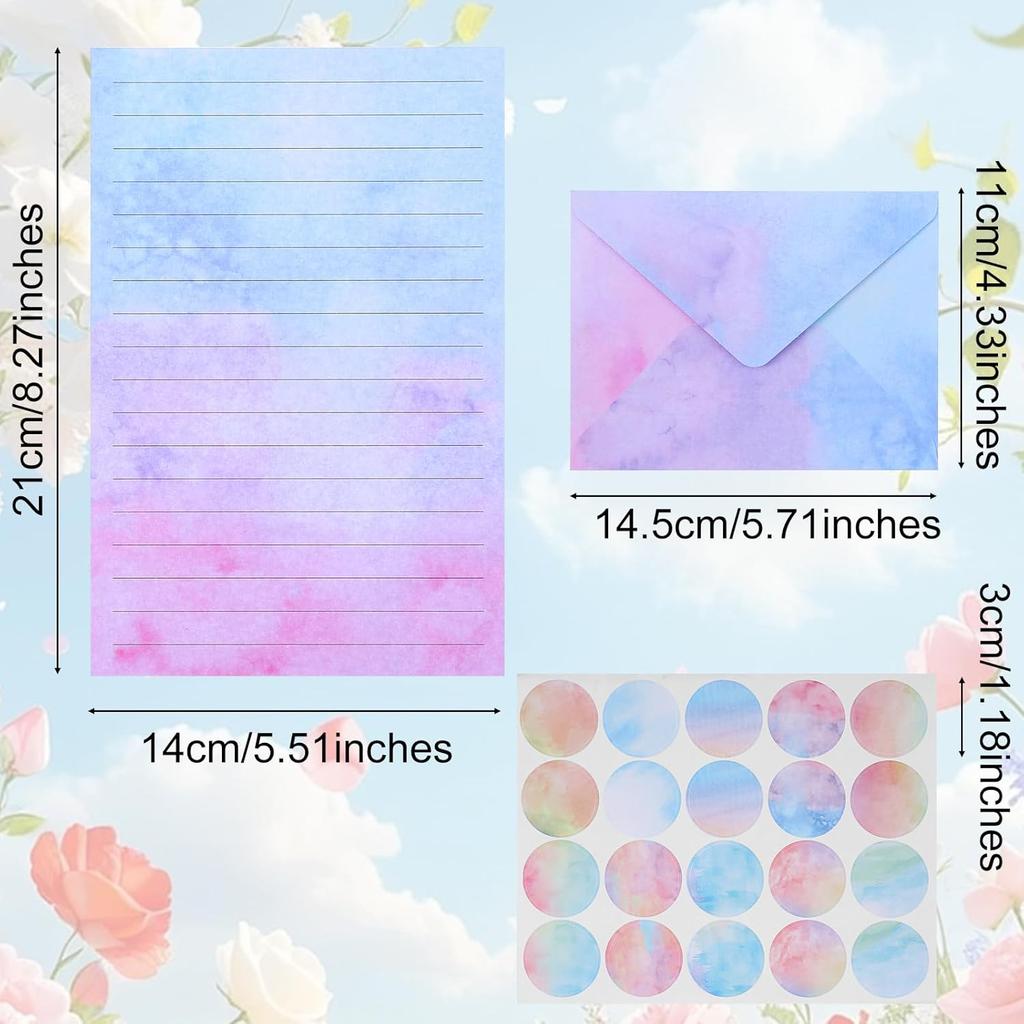 Stationary Paper and Envelopes Set,30Pcs Cute Letter Writing Stationery & 15PCS Envelopes Stationary Set for Writing Letters for Invitations Gifts