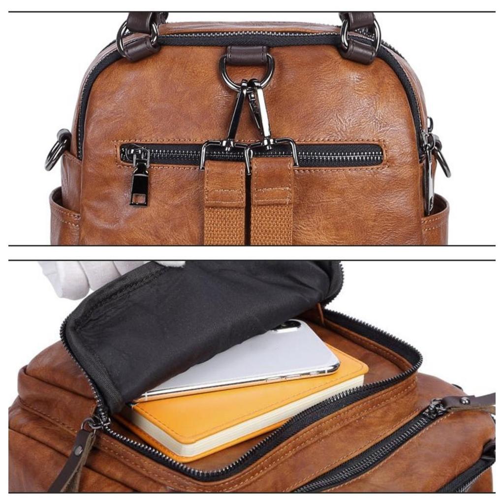 Women's Backpack Multifunctional and Fashionable, Paired with Genuine Leather Shoulder Bag, Diagonally Crossed, Hand-held, Retro Single Shoulder