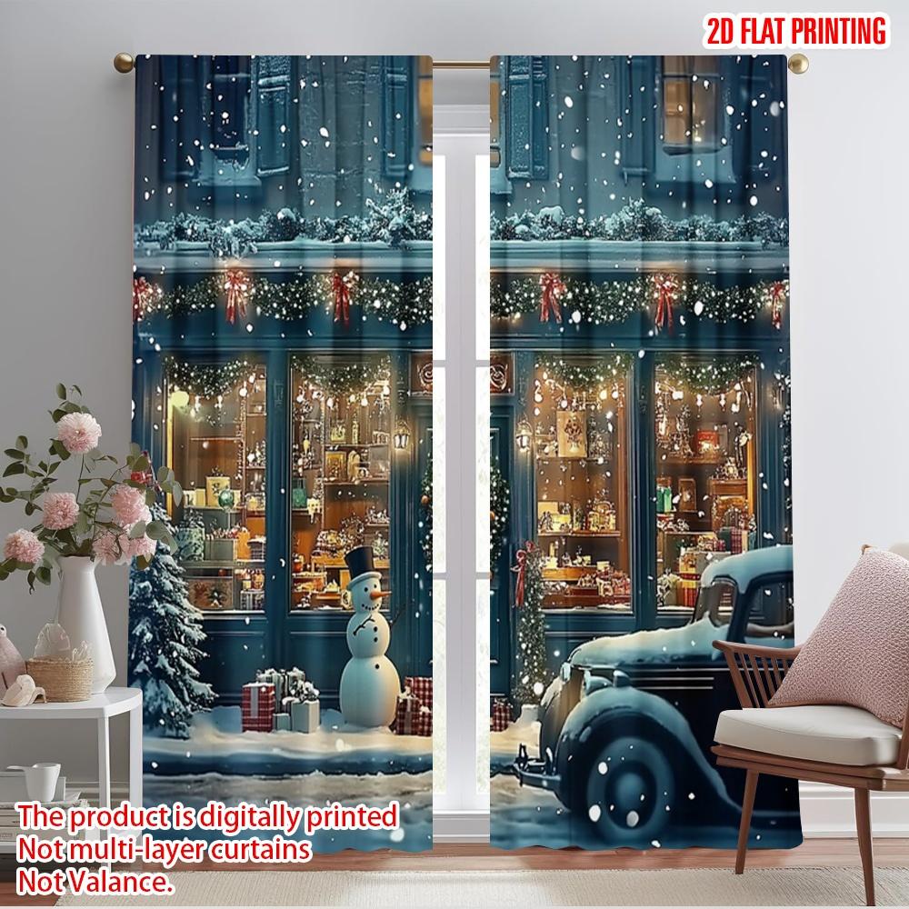 

2 шт., 2D плоская печать Современные шторы Рождественская вечеринка (3) Прочная 100% полиэстеровая ткань (без удилища) Для всесезонного использования 52.50×116.00 CM 2pcs