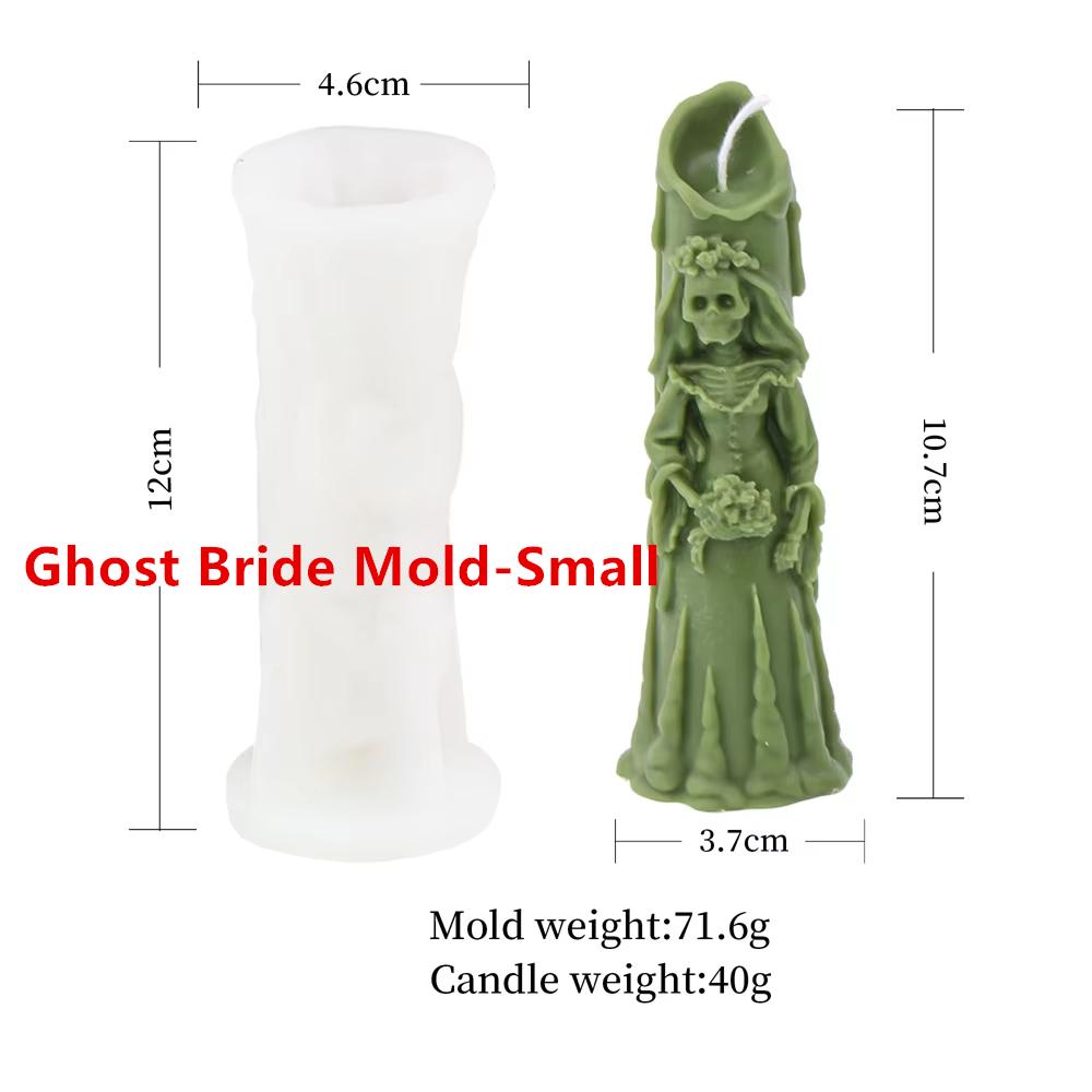 

Форма для свечи Невеста-призрак Пищевой силикон для рукоделия Пасха Ужасы Жених Череп Воск Гипс Модель Инструменты для изготовления смолы Декор на Хэллоуин