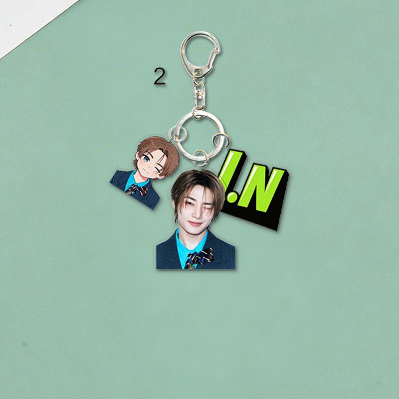 Stray Kids Porte-clés Acrylique Membre Portrait Cartoon Mignon Étiquette Nom Pendentif Charme Sac Porte-clés Support Ventilateur Marchandise Objet de Collection Cadeau