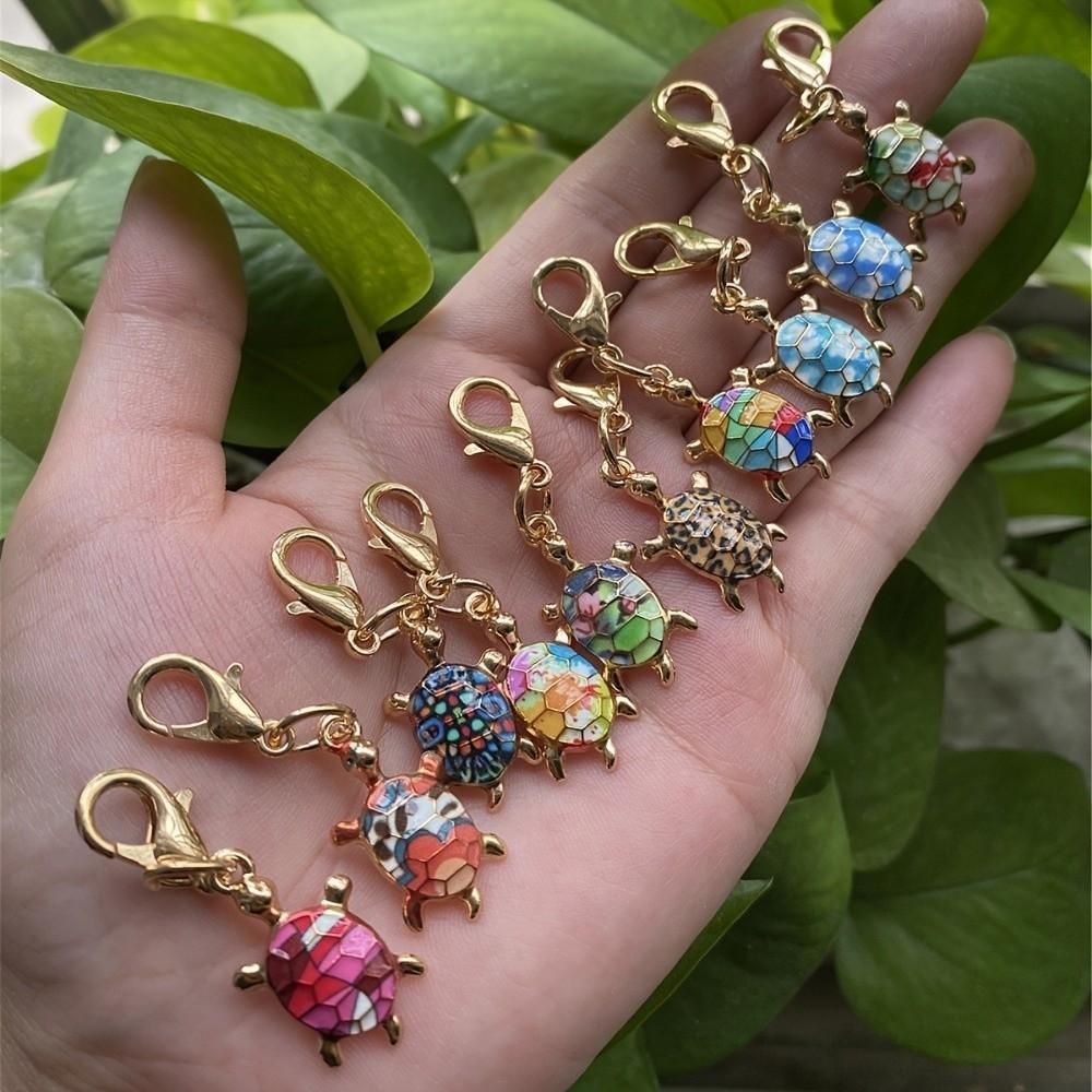 10/12pcs DIY Charms Turtle Key Chain Metal Mini Tortoise Pendant Tortoise Keychains  Small Gifts