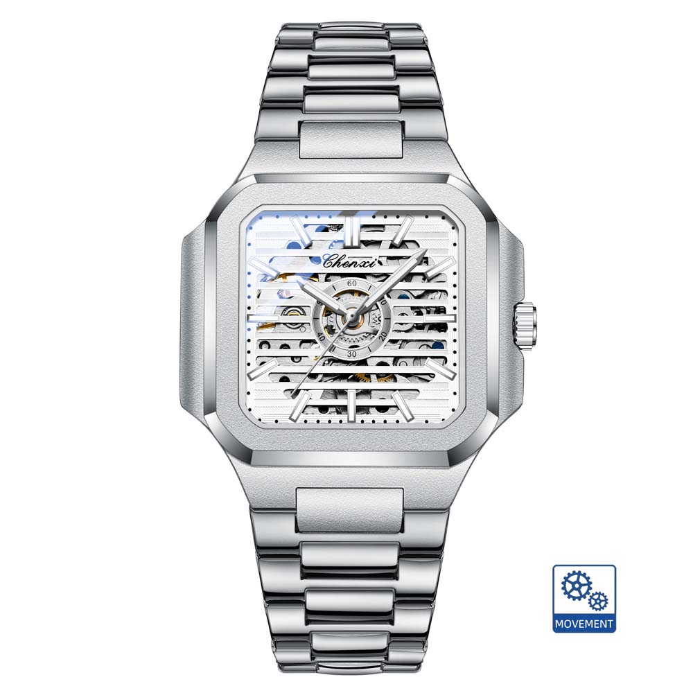 CHENXI High-end Mechanical Watch for Men Square Classic Style Automatic Hollow Mechanical Watch for Gentlemen watches for man