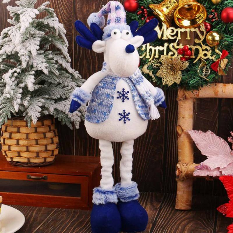 1PC Christmas Decorations Adjustable Extendable Snowman Reindeer Plush Dolls Home Tabletop Ornaments New Year Gifts